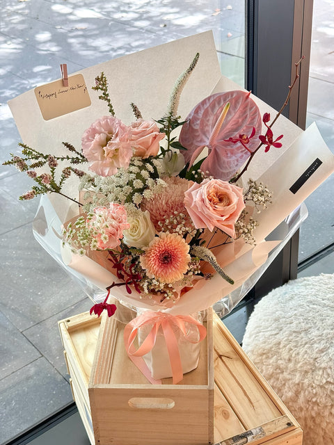 Dusty + Elegant wrapped flowers