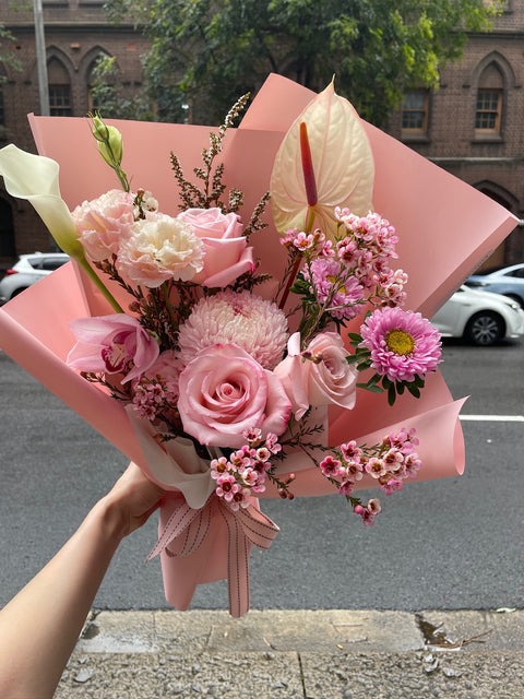 Pink wrapped flowers