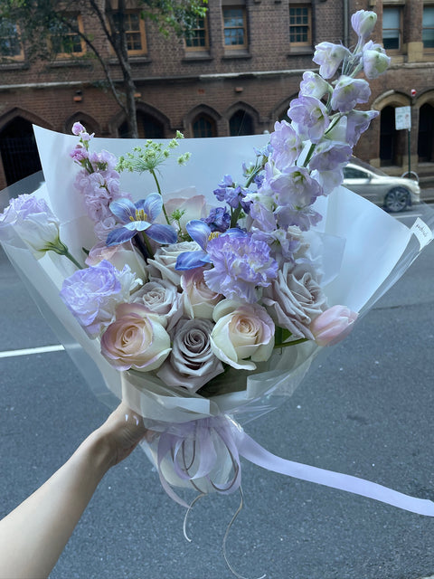 Purple wrapped flowers