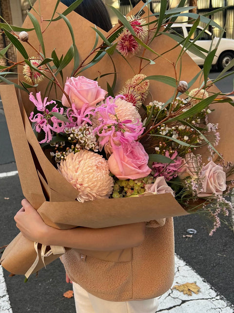 Pink wrapped flowers