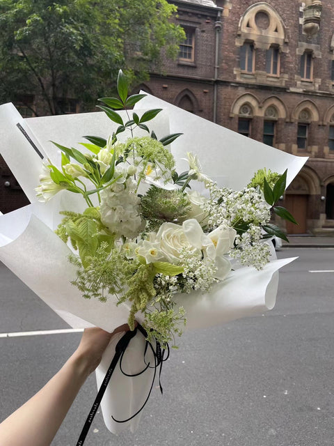 White+Green wrapped flowers