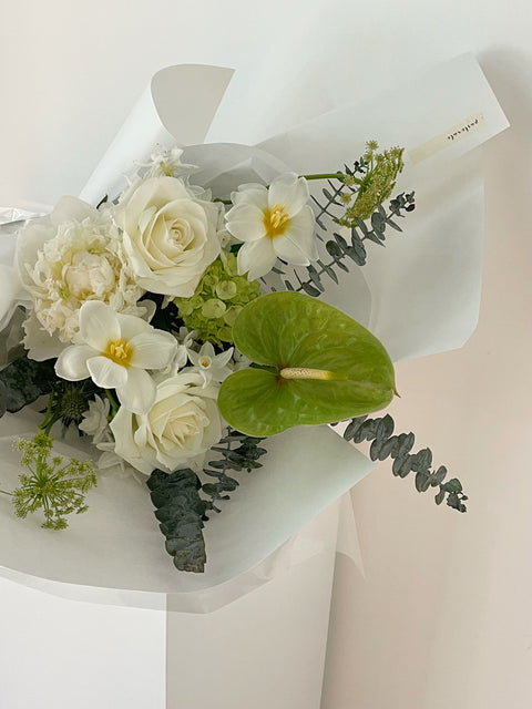 White+Green wrapped flowers