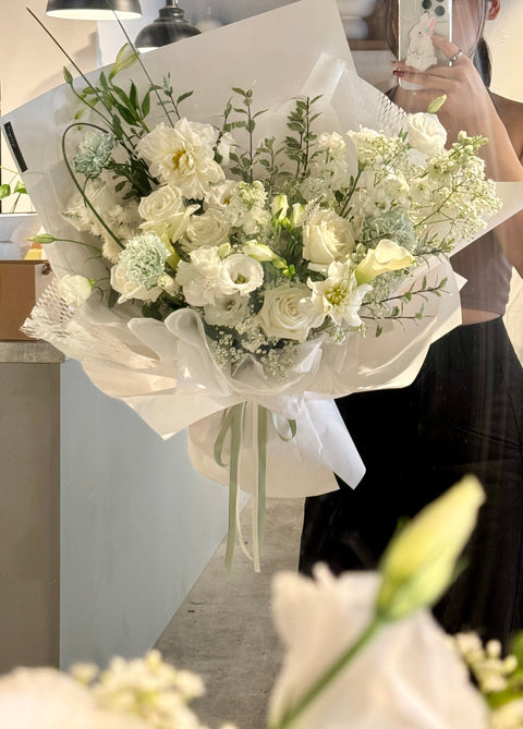White+Green wrapped flowers