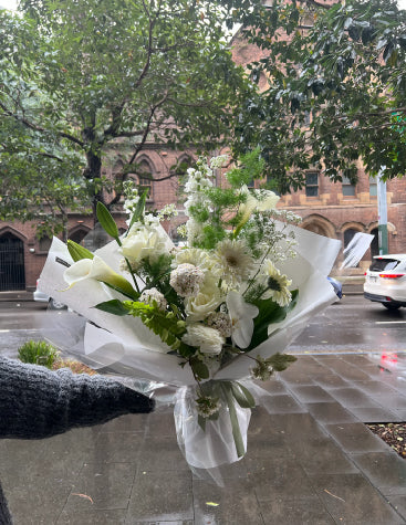 White+Green wrapped flowers