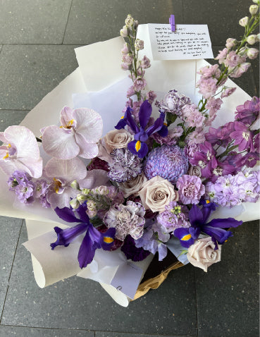 Purple wrapped flowers