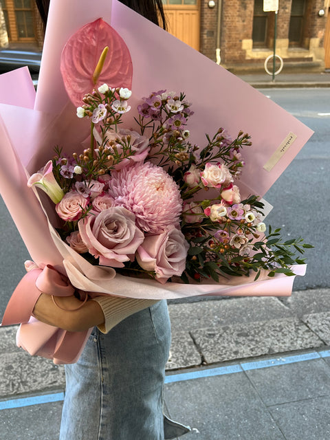 Pink wrapped flowers