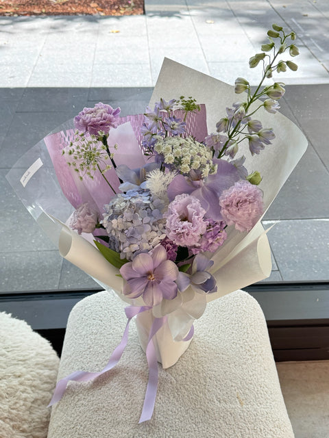 Purple wrapped flowers