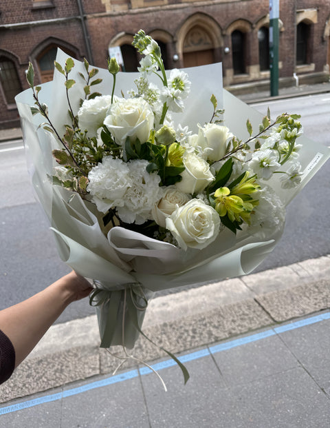White+Green wrapped flowers