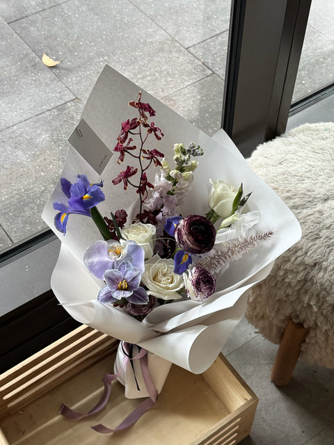 Purple wrapped flowers