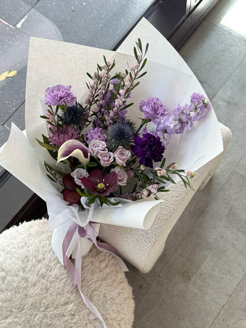 Purple wrapped flowers