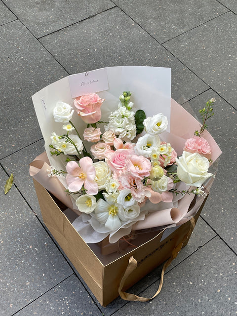 Pink wrapped flowers