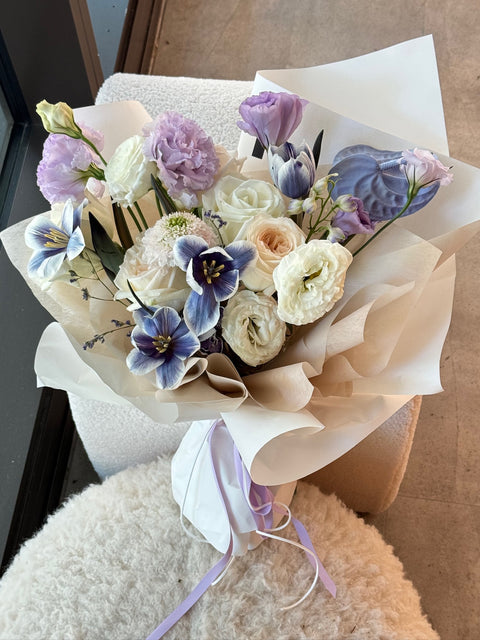 Purple wrapped flowers