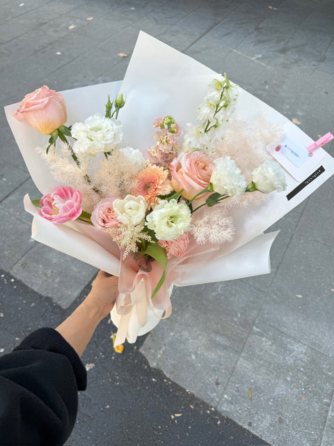 Dusty + Elegant wrapped flowers