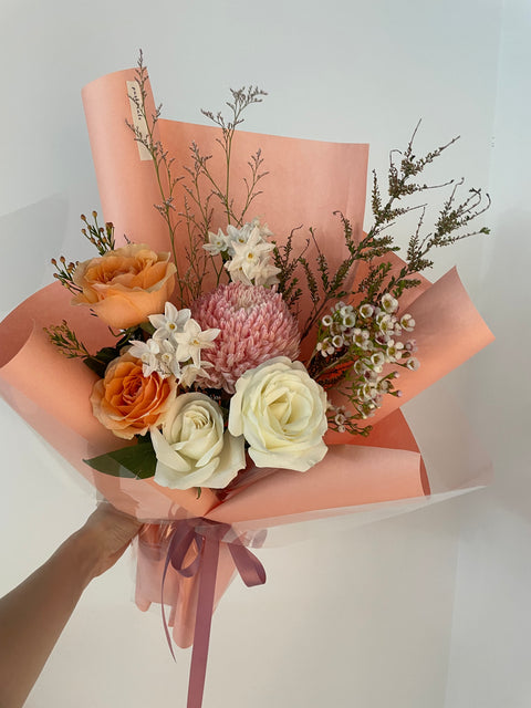 Dusty + Elegant wrapped flowers