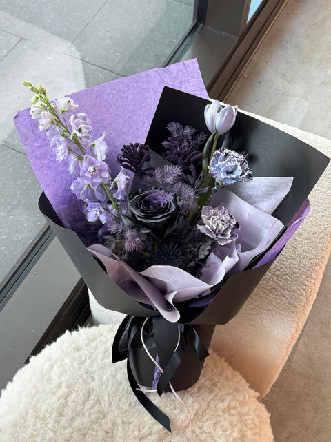 Purple wrapped flowers