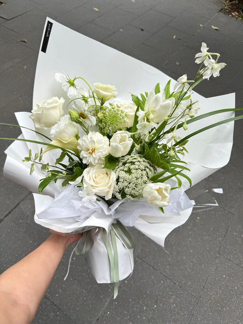 White+Green wrapped flowers