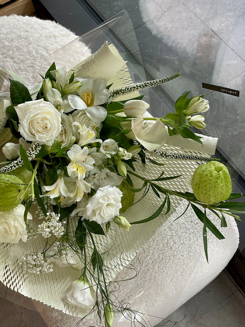 White+Green wrapped flowers