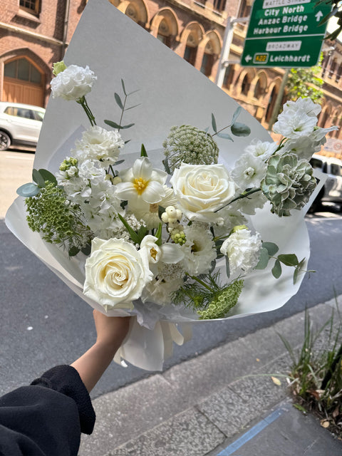 White+Green wrapped flowers