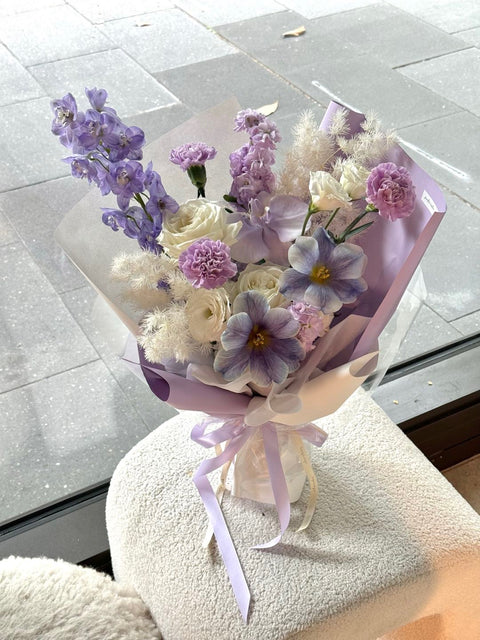 Purple wrapped flowers