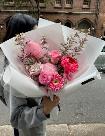 Pink wrapped flowers