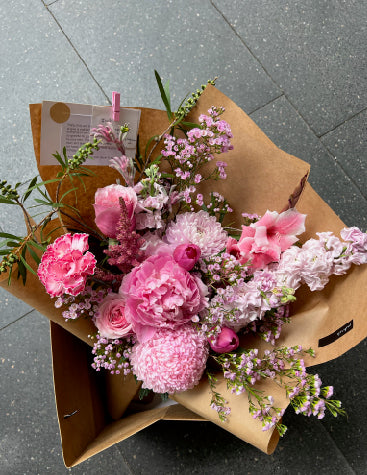 Pink wrapped flowers