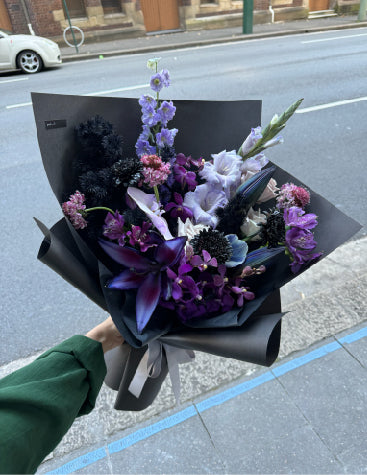 Purple wrapped flowers