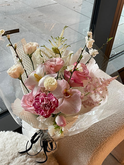 Pink wrapped flowers