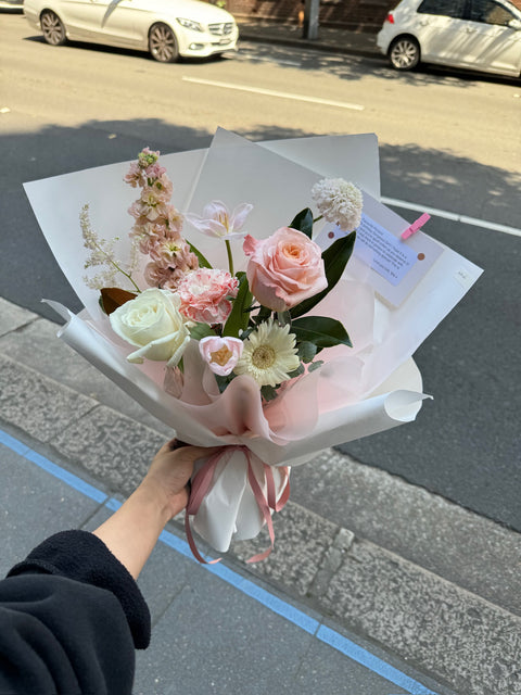 Dusty + Elegant wrapped flowers