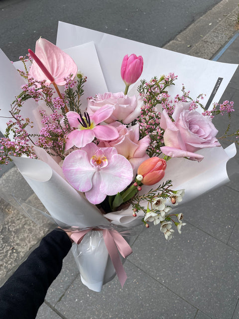 Pink wrapped flowers