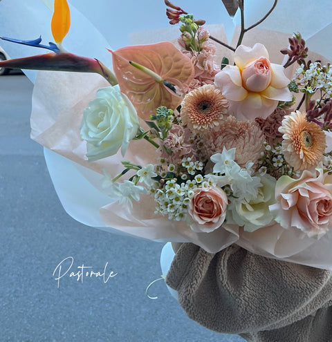 Dusty + Elegant wrapped flowers