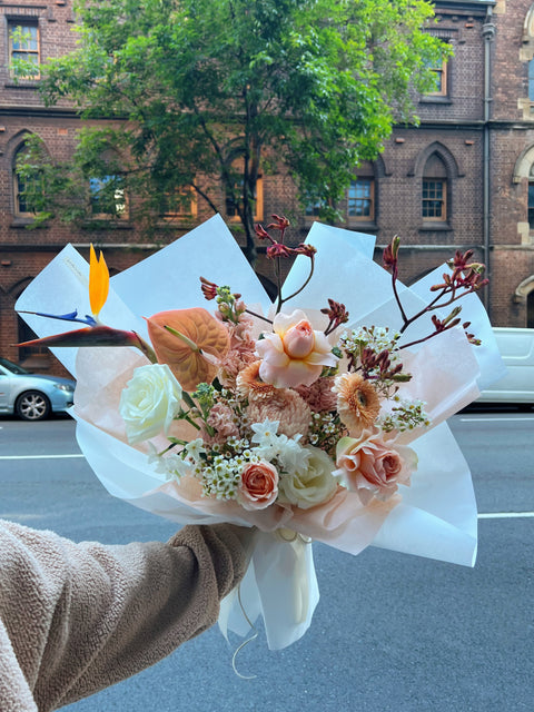 Dusty + Elegant wrapped flowers